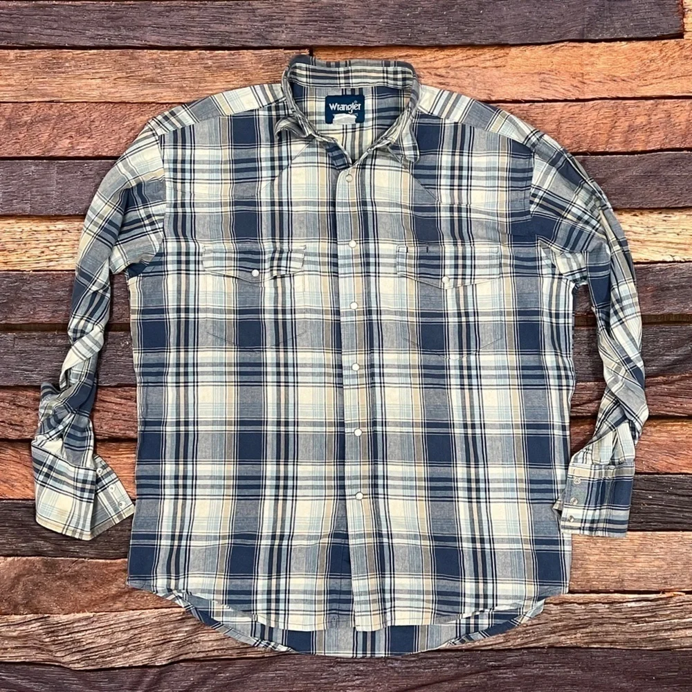 Vintage Wrangler Cowboy Rockabilly Rancher Western Pearl Snap